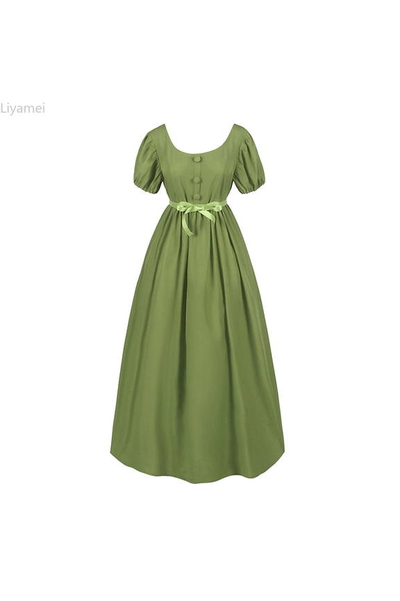 Plus Size Big Girls Regency Dresses Ruffled Classical Puff Sleeve Empire Waist Dress Belt Gown Toddler Girl Dresses 17-18 Years