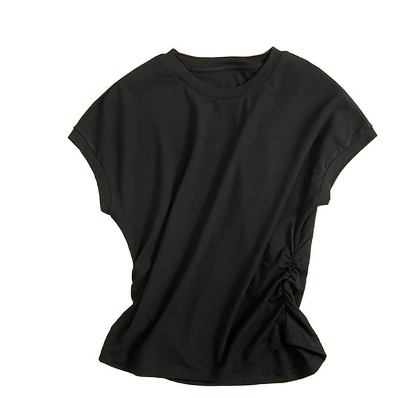 Liyamei Silk Knit Top For Girls Elegant Waist Design Flutter Sleeve Blouse With Ruffle Detail Slim Fit Round Neck Shirt Girls Tops Size 12-13 years