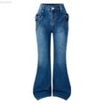 thumbnail image 1 of Liyamei Stretch Flared Denim Pants For Teen Girls With Elegant 3D Bow Design Comfortable Trousers For Juniors Casual Wear And School Outfits Size 9-10 Years, 1 of 5