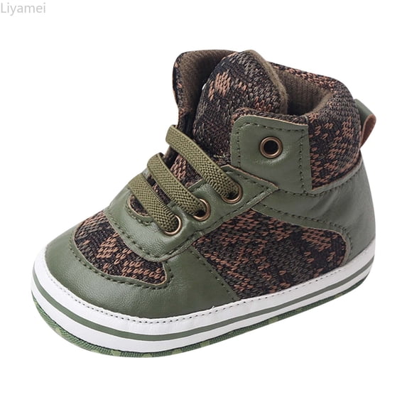 Liyamei Summer Children Toddler Shoes Boys And Girls Sports Shoes Flat Sole Round Head High Top Lace Up Comfortable Colorblock Casual Style Size 4
