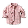 thumbnail image 1 of Liyamei Toddler Boys Girls Shirt Coat Jacket Plaid Long Sleeve Kids Lapel Button Tops Outwear Boys Cotton Shirts Size 12-18 Months, 1 of 3