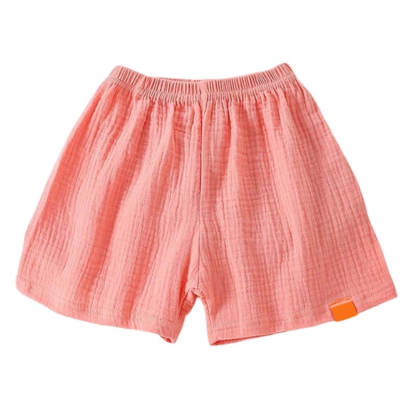 Liyamei Toddler Boys Girls Shorts Cotton Linen Summer Casual Shorts Kids Solid Short Pants Size Pink 6-7 Years