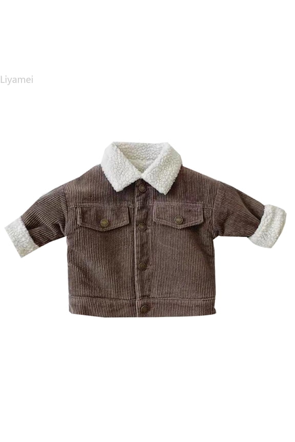 Toddler Boys Girls Winter Long Sleeve Corduroy Lamb Warm Jacket Coat Outwear Begie Brown Boys Jackets Size 9-12 Months