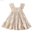 thumbnail image 1 of Liyamei Toddler Girls Dress Ruffle Sleeveless Tiered Swing Dresses Cute Summer Beach Dress With Pocket For 1 7T Little Girl Dresses 110/4Y, 1 of 5