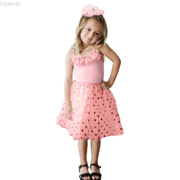 Liyamei Toddler Girls Sleeveless Holiday Party Mesh Dress Dance Party Princess Dresses Girls Dresses 3-4 Years