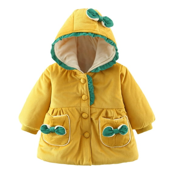 Liyamei Toddler Girls Warm Bowknot Ruffles Coat Jacket Contrast Color Long Sleeve Winter Clothes Lightweight Down Jacket for Teen Girls Size 6-12 Months