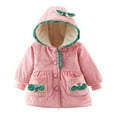 thumbnail image 1 of Liyamei Toddler Girls Warm Bowknot Ruffles Coat Jacket Contrast Color Long Sleeve Winter Clothes Lightweight Down Jacket for Teen Girls Size 6-12 Months, 1 of 3