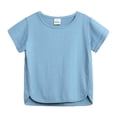 thumbnail image 1 of Liyamei Toddler Kids Baby Boys Girls Solid Short Sleeve Crewneck Irregular T Shirts Tops Tee Clothes For Children Boys Sports Tops Size 5-6 Years, 1 of 5