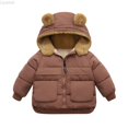 thumbnail image 1 of Liyamei Toddler Kids Baby Boys Girls Winter Warm Solid Coats Bear Ears Hooded Padded Jacket Outwear Boys Jackets Size 12-18 Months, 1 of 3