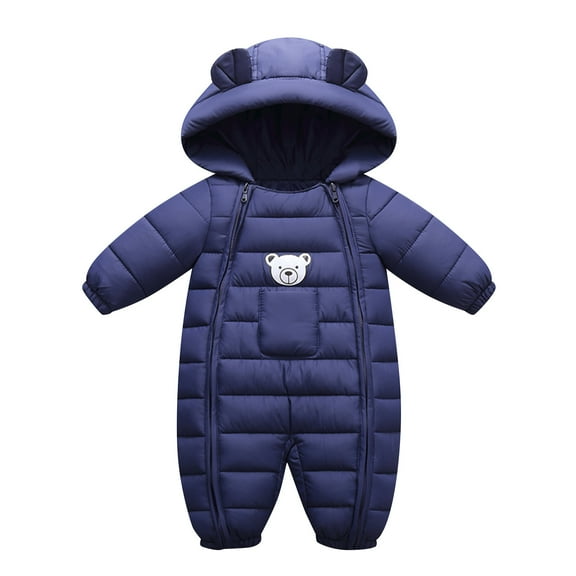 Liyamei Toddler Snowsuit Warm Boy Girl Winter Coats Hooded Zip Jumpsuit Size 18-24 Months