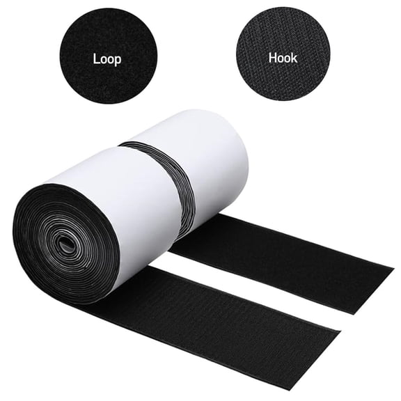 Liyquint 4.4 Inches x 7 Feet Strong Sticky Back Heavy Duty Hook and Loop Tape with Adhesive, Non-Slip Couch Cushion Grip Accessories, Double Sided Strip Roll to Prevent Sliding, Black