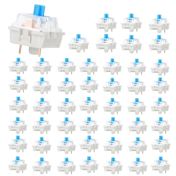 Liyquint 50 Pack 3 Pin Blue Mechanical Keyboard Switches, Clicky Dustproof Waterproof Key Switches Replacement for Mechanical Gaming Keyboards