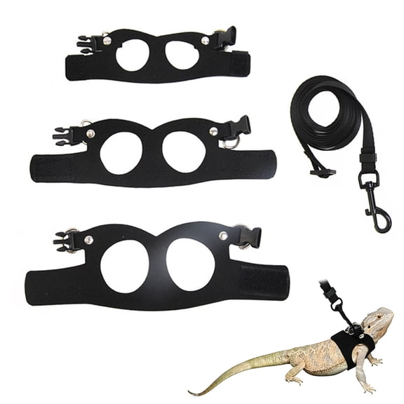 Liyquint Bearded Dragon Harness and Leash Set 3pack Lizard Harness with Traction Rope for Small Reptiles Outdoor Walking3 Sizes