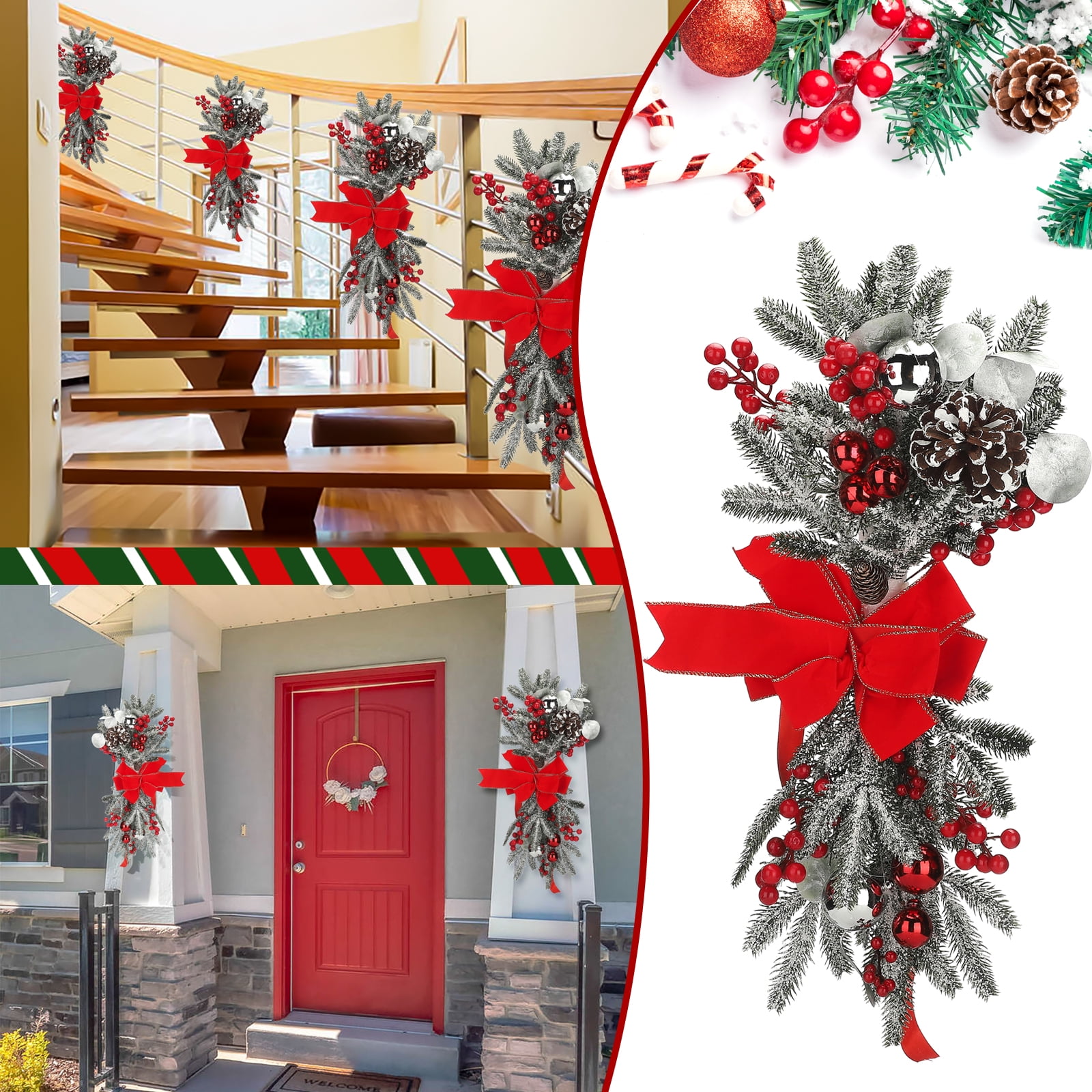 Liyucwill Artificial Christmas Swags, PreLit Christmas Swag Wreath