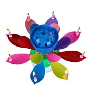 Liyucwill Birthday Cake Flower Candles with Happy Birthday Music Rotating Setup