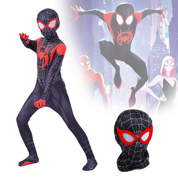 New Spider-man Miles Morales Jumpsuit Spiderman Cosplay Costume Suit  Halloween A