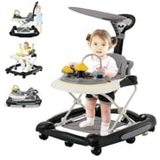Liyufly 4-in-1 Discover & Play Musical Baby Walkers by Girls Boys, Black - Unisex