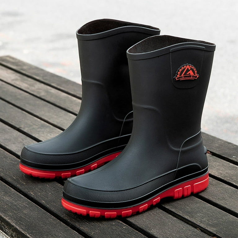 Liyufly Rain Boots for Men, Non-Slip Waterproof Rubber Boots