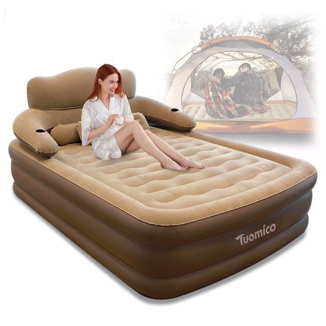 Liyufly18 inch Queen Air Mattress, Inflatable Airbed with Builtin Pump