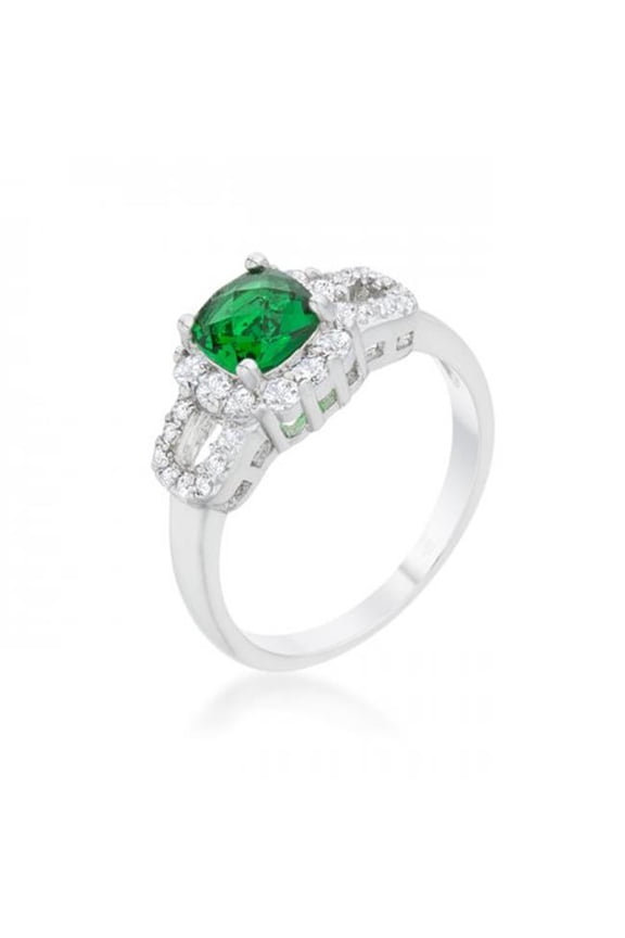 Liz 1.1 Carat Emerald Cz Rhodium Classic Ring, Size 6