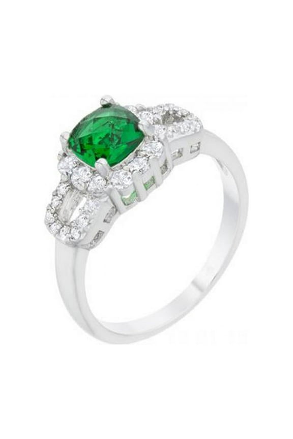 Liz 1.1 Carat Emerald Cz Rhodium Classic Ring - Size 8