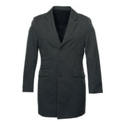 Liz Claiborne Mens Herringbone 3 Button Overcoat Jacket Large, Deep Gray