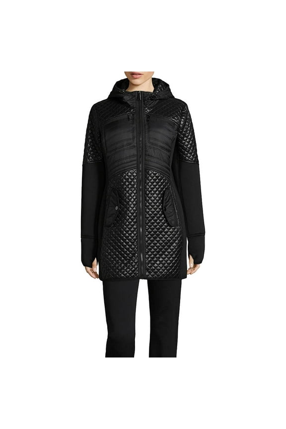 Women's Hooded Quilted Lightweight Jacket- Black - (SMALL)
