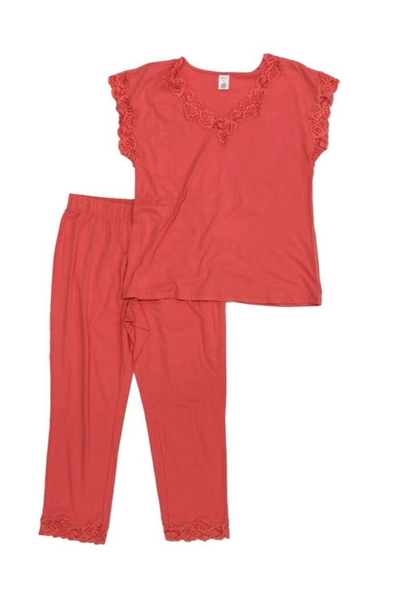 Womens Lightweight Peach Pajamas Shirt & Shorts Pants Set Small