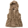 thumbnail image 1 of Liz Claiborne Womens Plush Quilted Brown Hoodie Vest with Removable Hood Large, 1 of 2