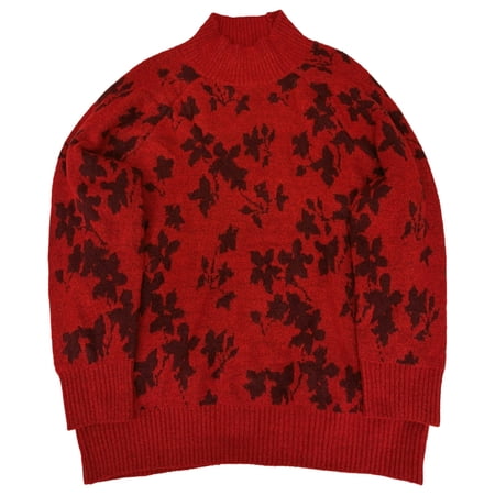 Liz Claiborne Womens Red Floral Mockneck Sweater X-Large