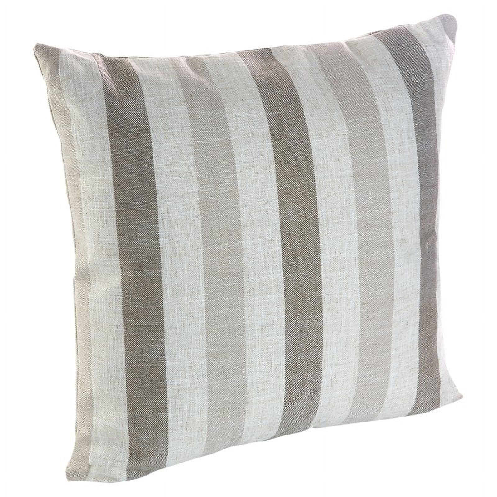 Liza Taupe Stripe Linen Blend Square Throw Pillows, Set of 2, 18 x 18