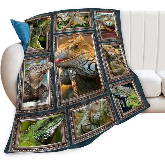 Lizard Blanket Super Soft Warm Fluffy Flannel Reptile Lizard Throw Blanket Cozy Fuzzy Plush Lizard Stuffed Blankets Gift for Boys Girls Kids Teens Adults 60"x50"