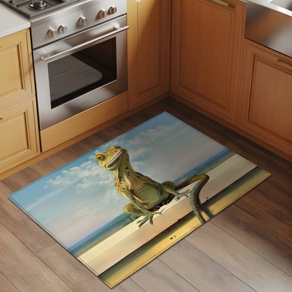 Lizard Blue 2x3 Rug for Entryway Front Door Kitchen Sink Area, Sky White Clouds Low Pile Washable Non Slip Rectangle Area Rug