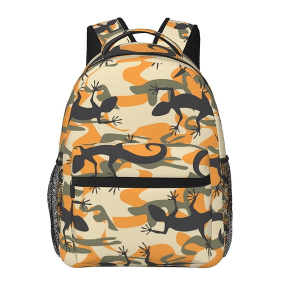 Lizard Camouflage Camo Backpack Casual College Bag Zipper Laptop Daypack Hiking Rucksack Travel