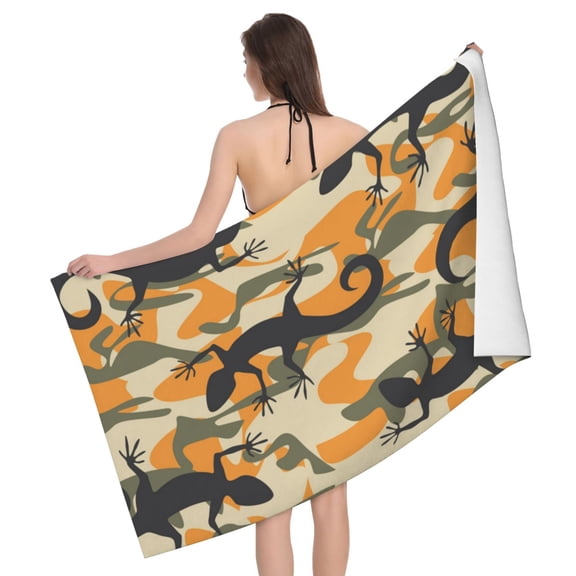 Lizard Camouflage Camo Beach Bath Towel Gym Spa Shower Towels Pool Soft 32" X 52" for Men Women