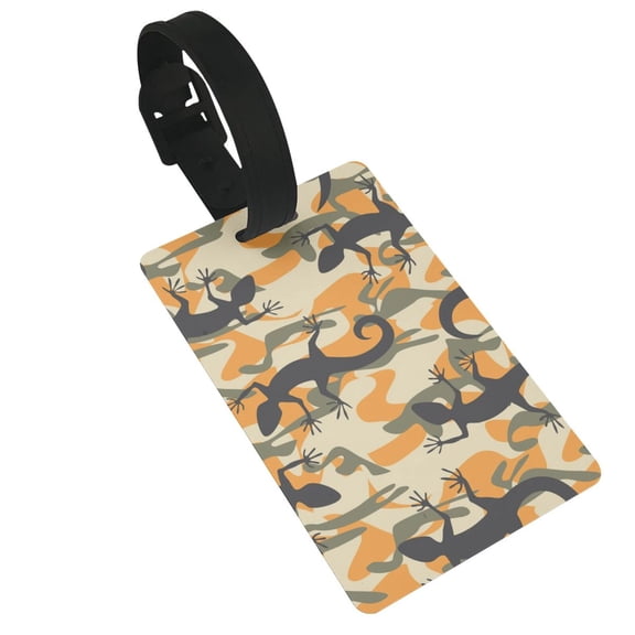 Lizard Camouflage Camo Luggage Tags Suitcases ID Baggage Identifier Card Name Tag for Travel Backpacks Gym Bags