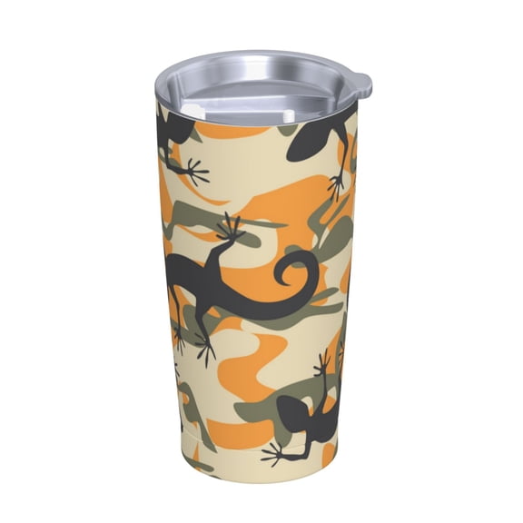 Lizard Camouflage Camo Stainless Steel Tumbler with Lid and Straw 20oz Vacuum Insulated Travel Mug for Hot & Cold Drinks Coffee Wine Water Cup