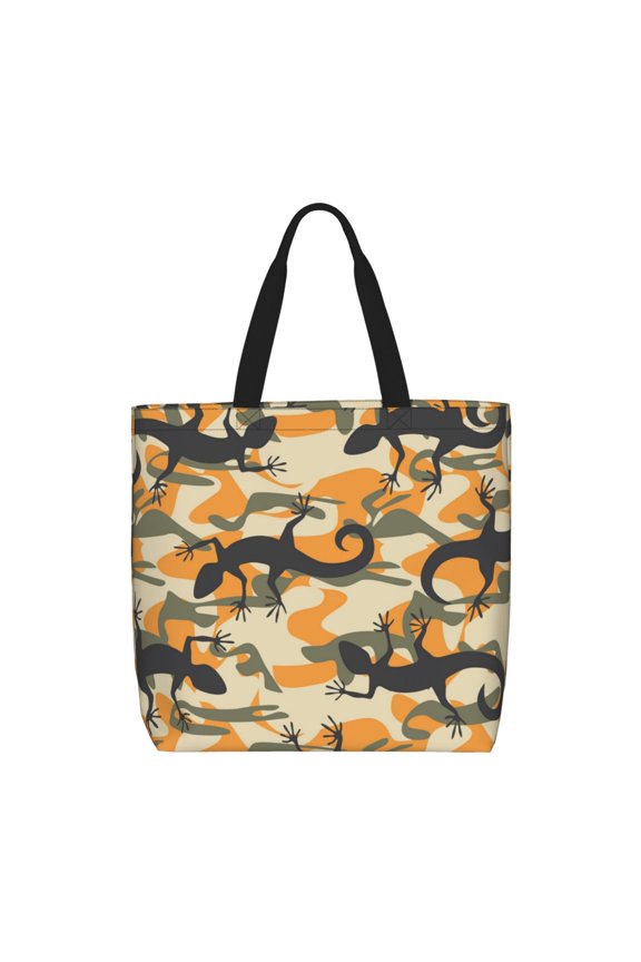 Lizard Camouflage Camo Tote Bag Reusable Shoulder Handbag Top Handle Purse for Shopping Work