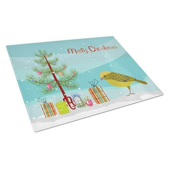 Lizard Canary Merry Christmas Glass Cutting Board - Large
