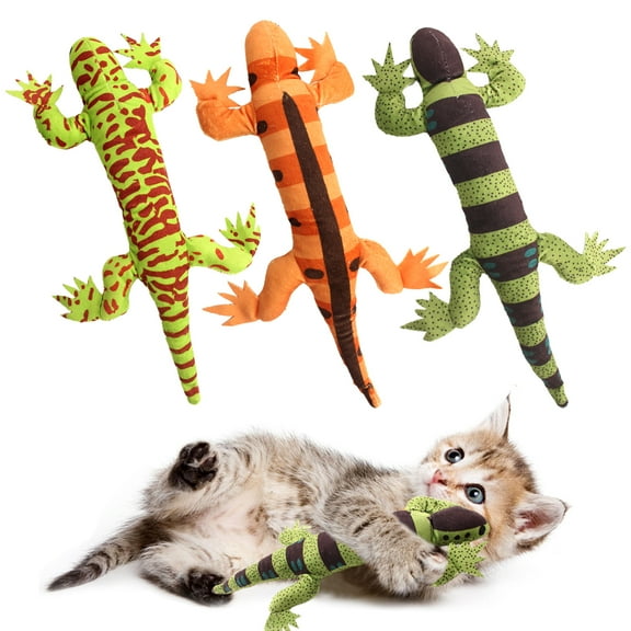 Lizard Catnip Toys - Chew Bite Resistant Toys for Indoor Cats - Boredom Relief Teeth Cleaning - Cat Lover Gifts - 3Pcs
