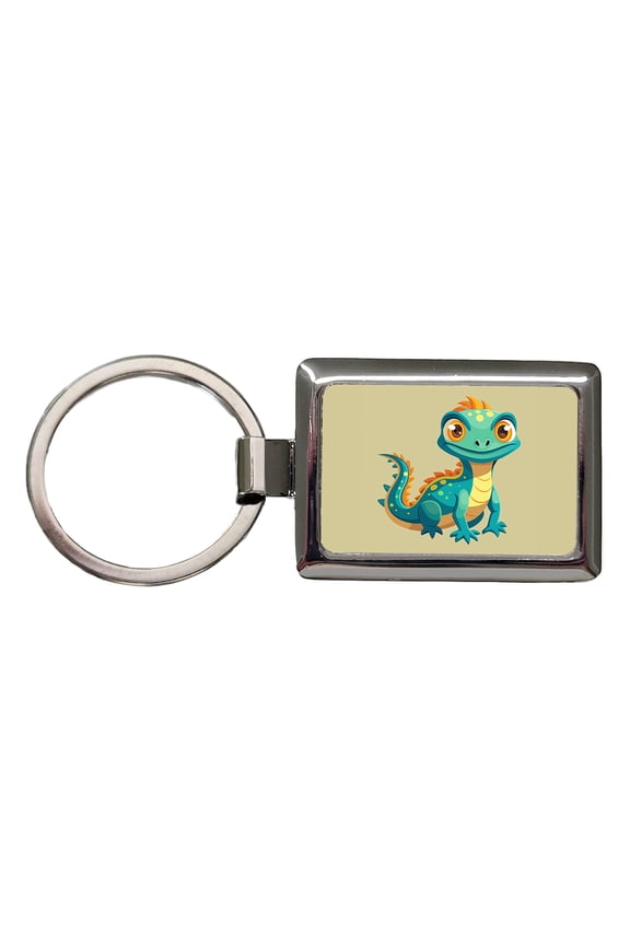 Lizard Cute Metal Rectangle Keychain