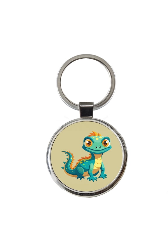 Lizard Cute Metal Round Keychain