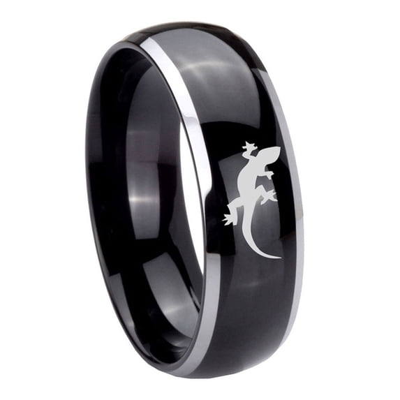 Lizard Dome Glossy Black 2 Tone Tungsten Men Ring 10MM