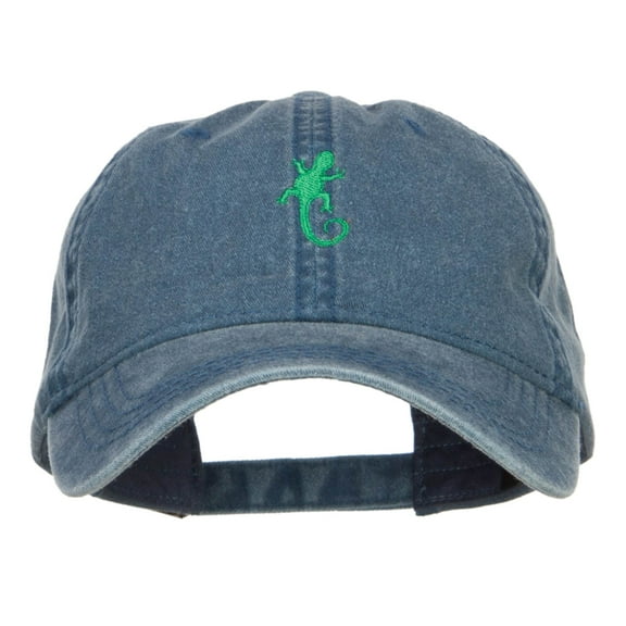 Lizard Embroidered Washed Cap - Navy OSFM