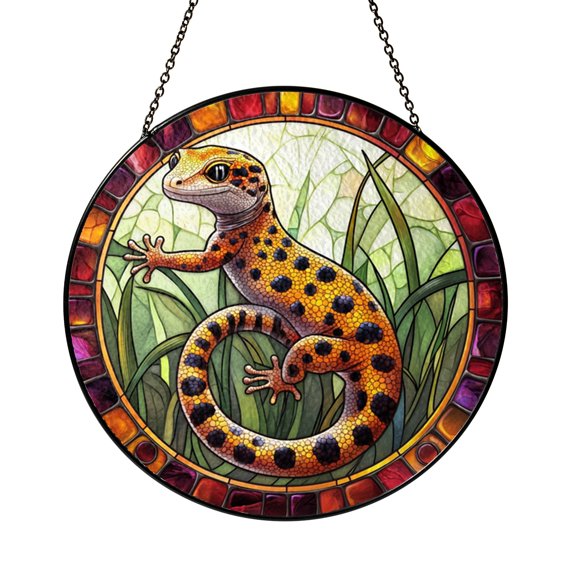 Lizard Gecko Design Window Suncatcher, Colorful Stained Glass Style Hanging Decor, Gift for Reptile Fans