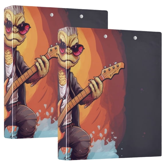 Lizard Guitar 3 Ring Binders 1.5 inch Hardcover File Folders with Interior Pockets A4 Size Organizer for School Office Hospital