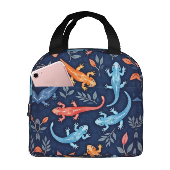 Lizard Insulated Lunch Bag For Women Men Reusable Lunch Box Tote Bag Portable Cooler For Work Picnic Camping 8.5x5In