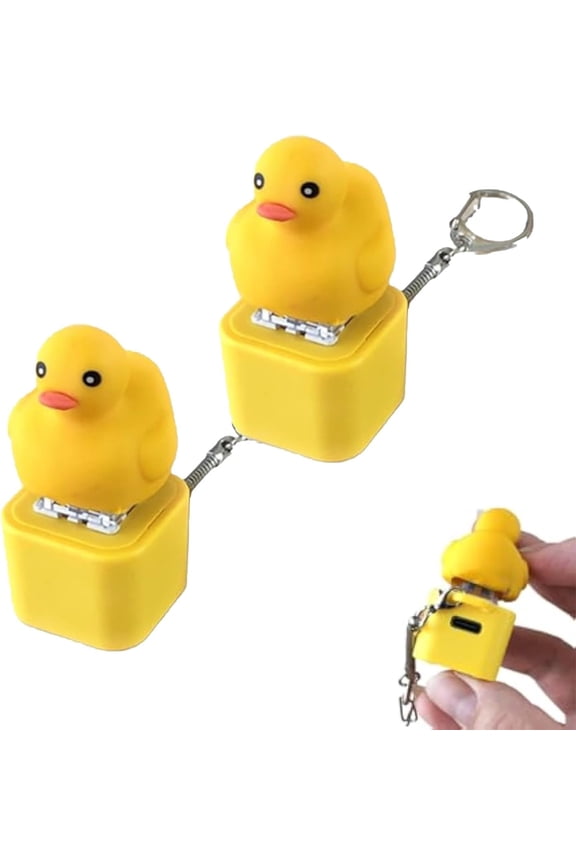 Lizard Keychain Sound, Colorful Light Sound, Portable Anxiety Relief Button Toy for Adults, Sensory Stress Reliever (Duck*2)