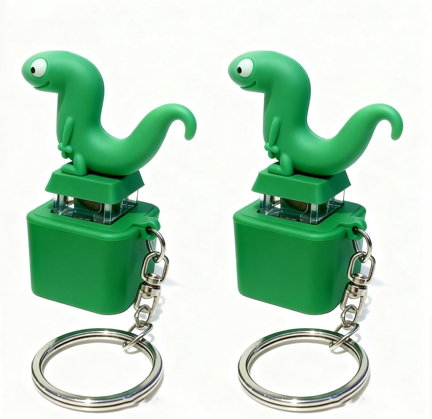 Lizard Keychain Sound, Fun Rechargeable Lizard Button Keychain with Colorful Lights, Interactive Anxiety Relief Toy Stress Reliever for Adults Office Desk Accessory