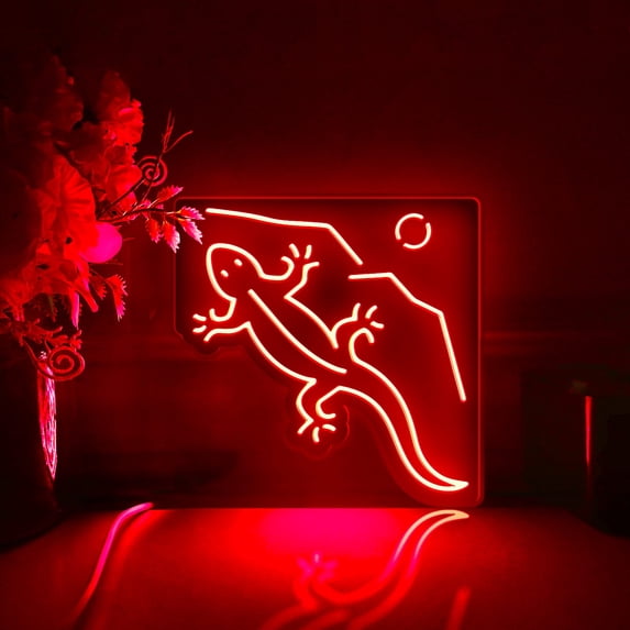 Lizard Led Light Box, Dimmable Neon-Like Light Signs USB Power for Wall Decor Bedroom Decoration, RGB Light (WxH) 6"x6"